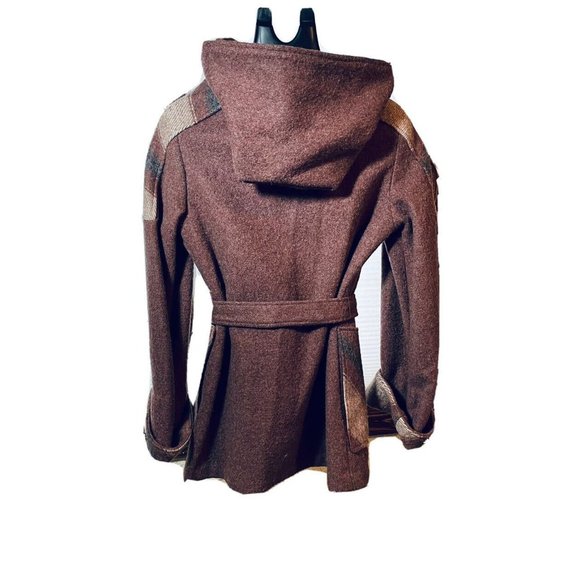 Vintage Casa de Lana 100% Virgin Wool Hooded Belted Retro Coat Women’s Size 9/10 - Picture 2 of 14